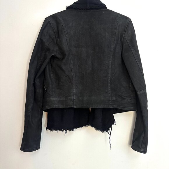 Rare Free People Black Denim Cowl Detail Jacket - Picture 10 of 10